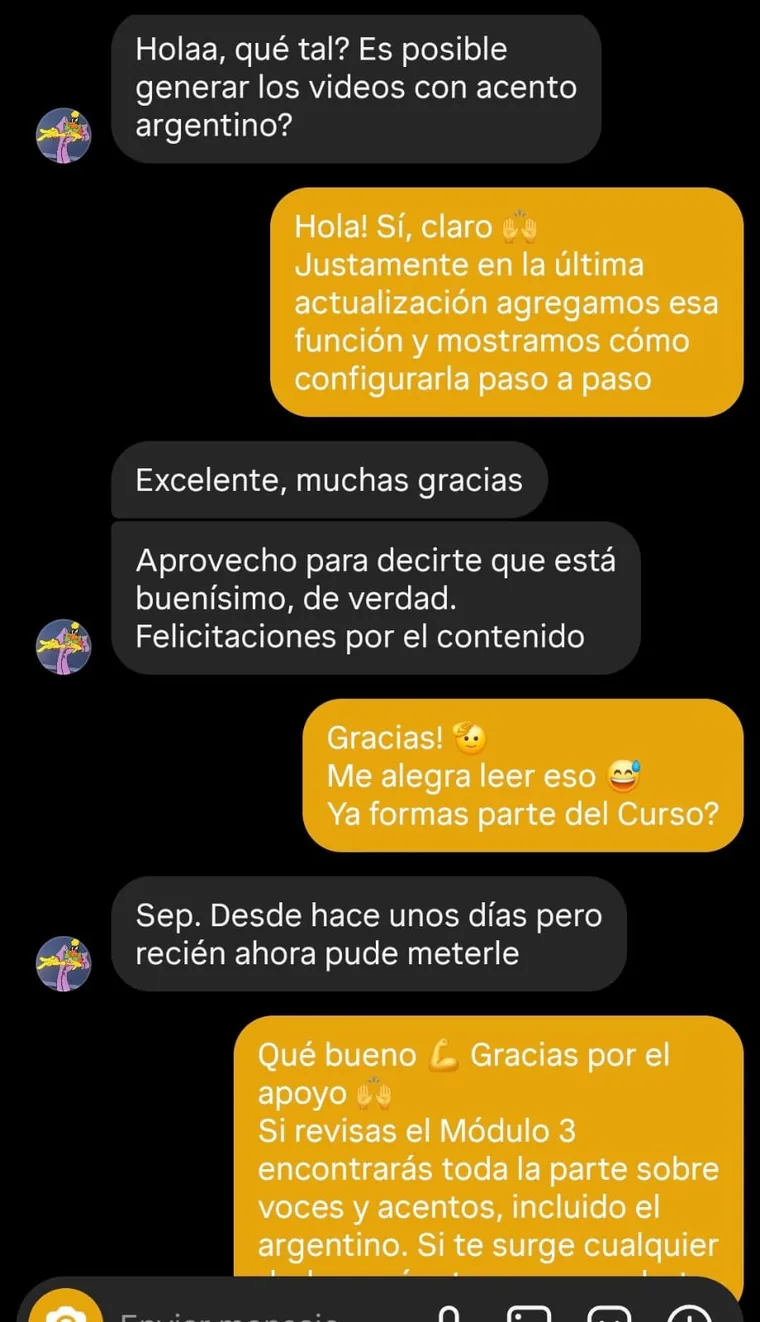Mensaje de un alumno