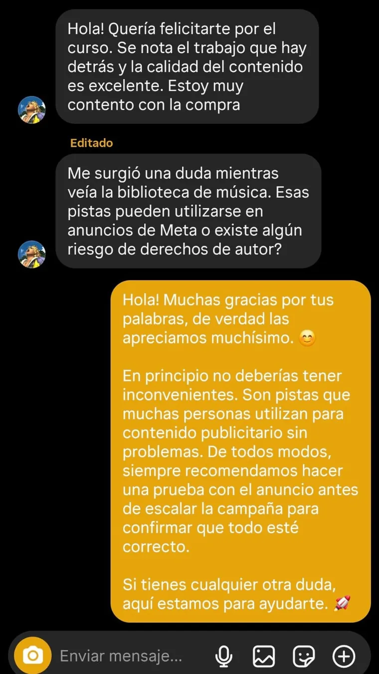 Mensaje de un alumno